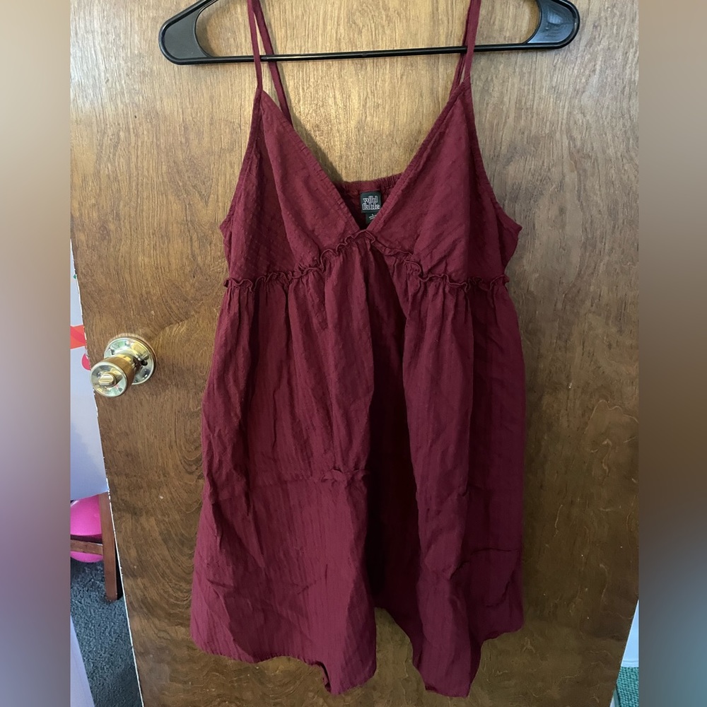Maroon/burgundy babydoll style mini dress